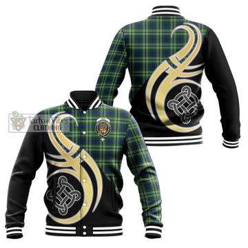 Mow Tartan Baseball Jacket with Family Crest and Celtic Symbol Style Unisex - Tartan Vibes Clothing