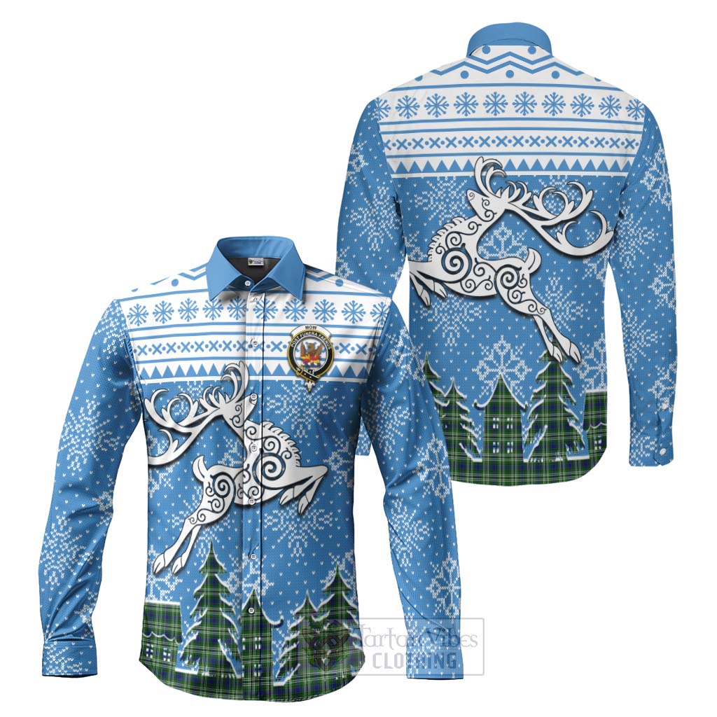 Mow Clan Christmas Long Sleeve Button Shirt Celtic Reindeer Style Men's Shirt S - Tartan Vibes Clothing