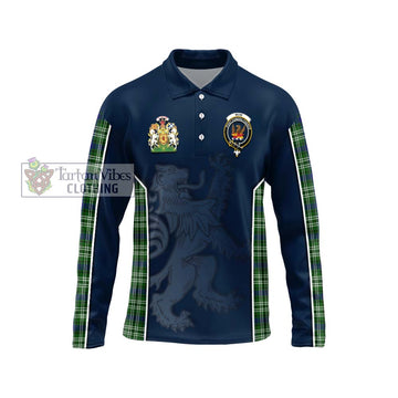 Mow Tartan Long Sleeve Polo Shirt with Family Crest and Lion Rampant Vibes Sport Style Unisex - Tartan Vibes Clothing