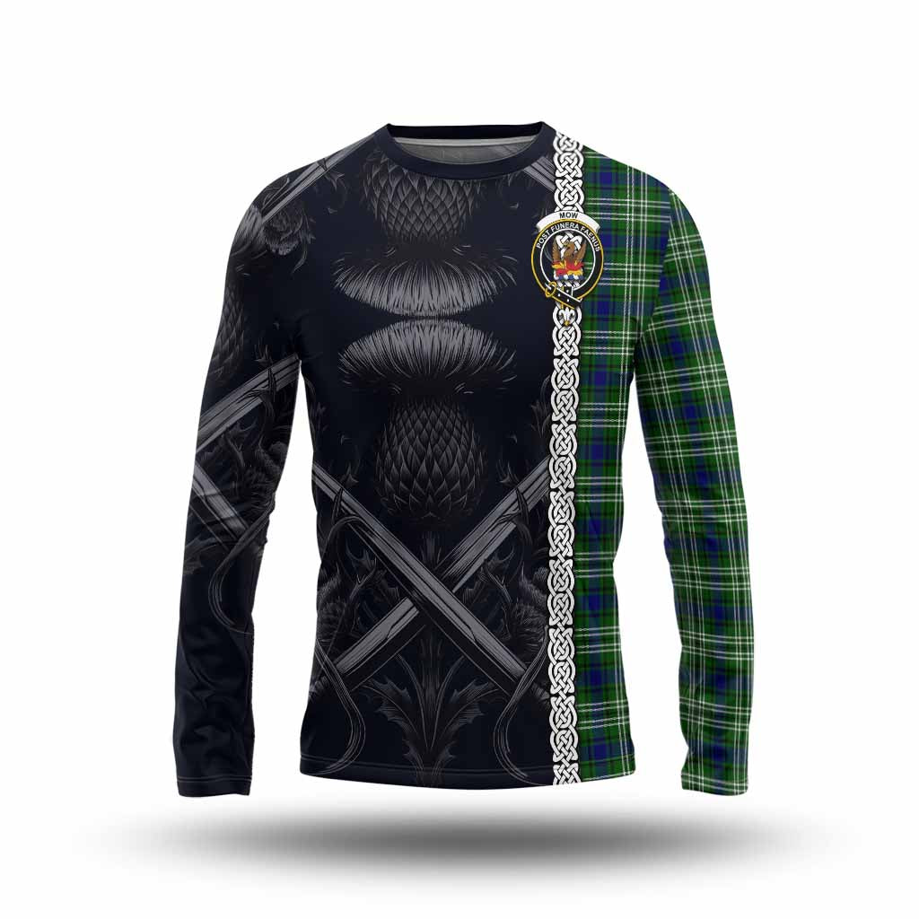 Mow Tartan Long Sleeve T-Shirt with Family Crest Cross Sword Thistle Celtic Vibes Unisex - Tartan Vibes Clothing