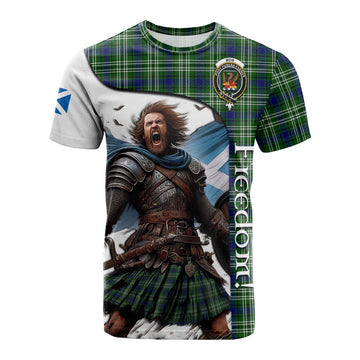 Mow Crest Tartan Cotton T-shirt Inspired by the Freedom of Scottish Warrior