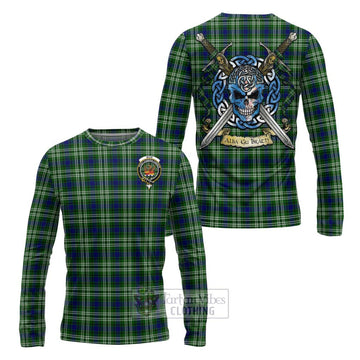 Mow Tartan Long Sleeve T-Shirt with Family Crest Celtic Skull Style Unisex - Tartan Vibes Clothing