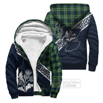 Mow Tartan Sherpa Hoodie Featuring Thistle and Scotland Map Unisex - Tartan Vibes Clothing