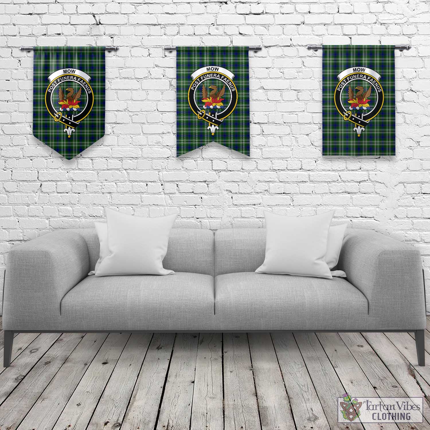Mow Tartan Gonfalon, Tartan Banner with Family Crest Rectangle - Tartan Vibes Clothing