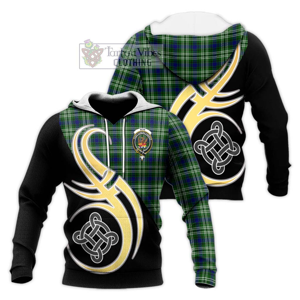 Mow Tartan Knitted Hoodie with Family Crest and Celtic Symbol Style Unisex Knitted Pullover Hoodie - Tartan Vibes Clothing