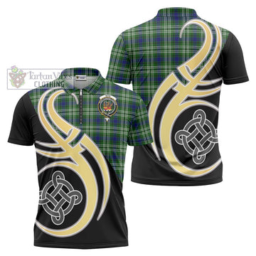 Mow Tartan Zipper Polo Shirt with Family Crest and Celtic Symbol Style Unisex - Tartan Vibes Clothing