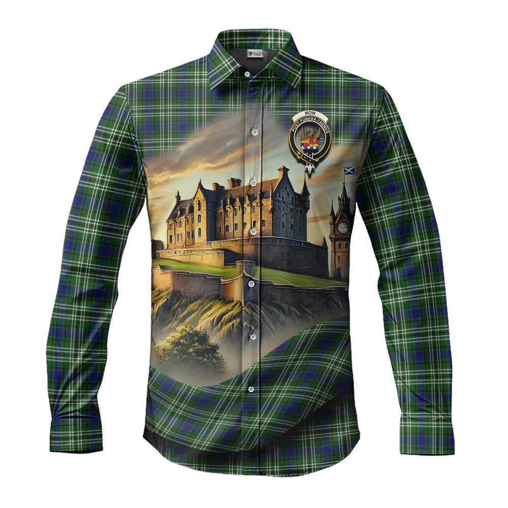 Tartan Vibes Clothing Mow Tartan Family Crest Long Sleeve Button Shirt with Scottish Ancient Castle Style