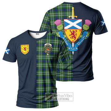 Mow Tartan T-Shirt Alba with Scottish Lion Royal Arm Half Style