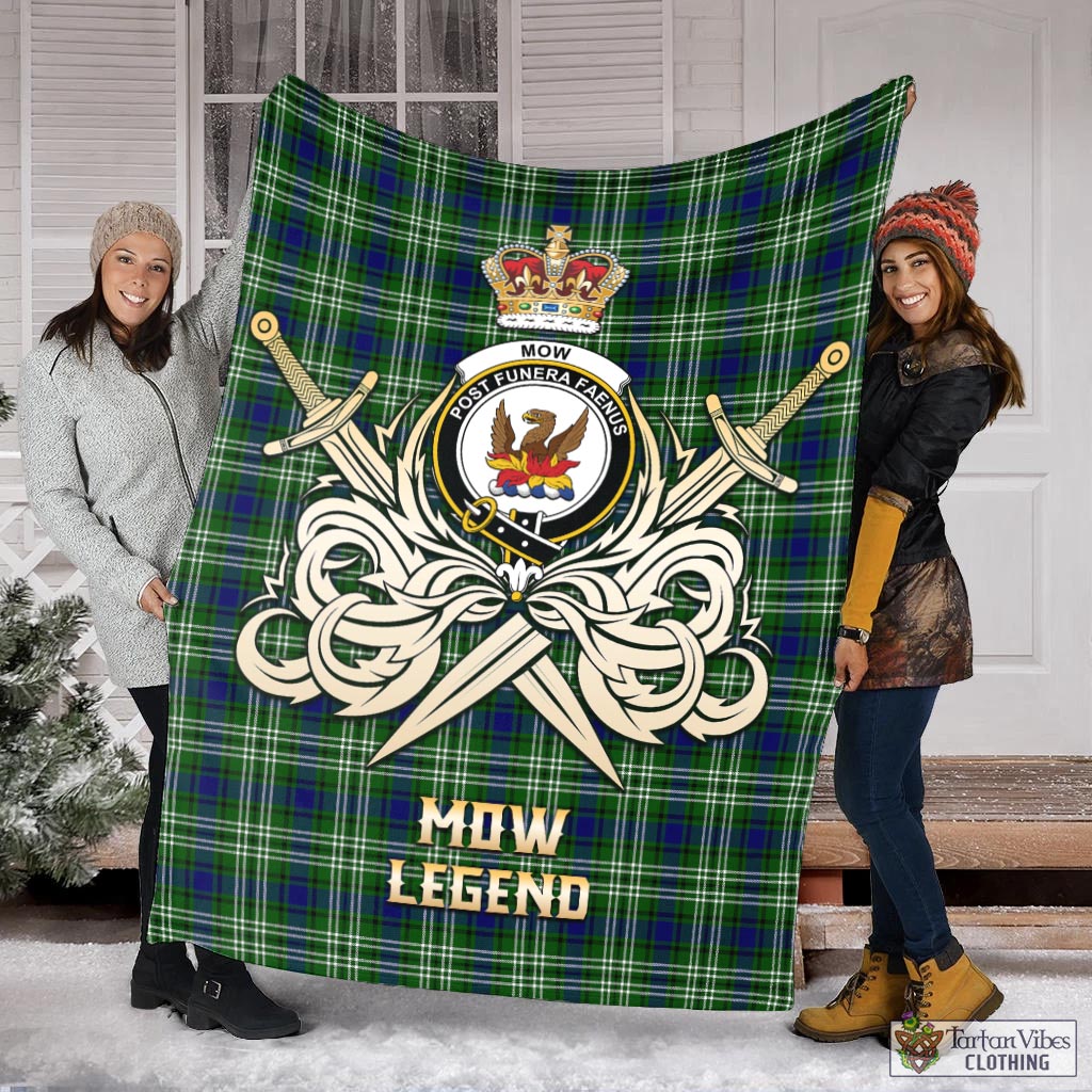 Tartan Vibes Clothing Mow Tartan Blanket with Clan Crest and the Golden Sword of Courageous Legacy