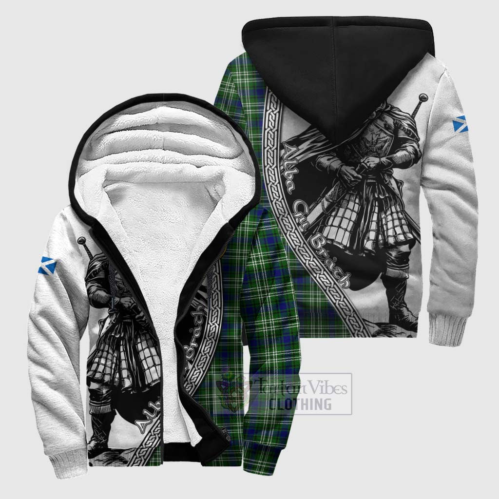 Mow Tartan Clan Crest Sherpa Hoodie with Highlander Warrior Celtic Style Unisex S - Tartan Vibes Clothing