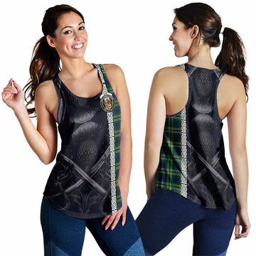 Mow Tartan Women's Racerback Tanks with Family Crest Cross Sword Thistle Celtic Vibes 4XL - Tartan Vibes Clothing