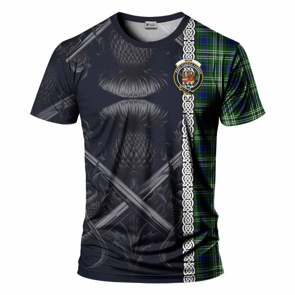 Tartan Vibes Clothing Mow Tartan T-Shirt with Family Crest Cross Sword Thistle Celtic Vibes