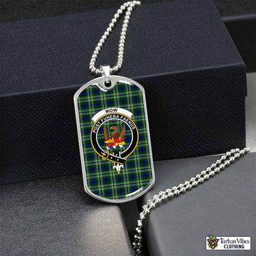 Tartan Vibes Clothing Mow Tartan Dog Tag Necklace with Family Crest