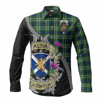 Mow Tartan Family Crest Long Sleeve Button Shirt Lion Rampant Royal Thistle Shield Celtic Inspired Men's Shirt S - Tartan Vibes Clothing