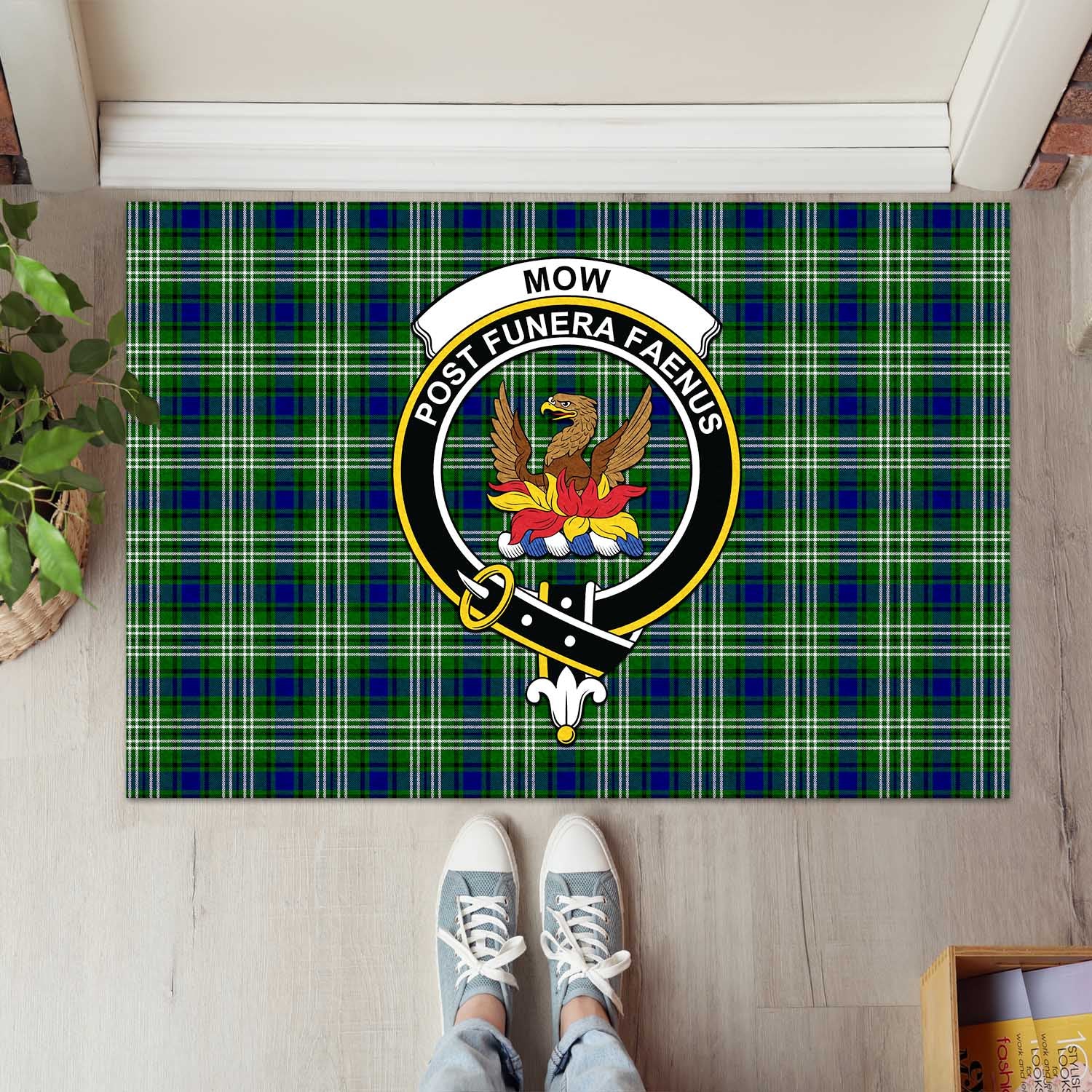 Mow Tartan Door Mat with Family Crest - Tartanvibesclothing