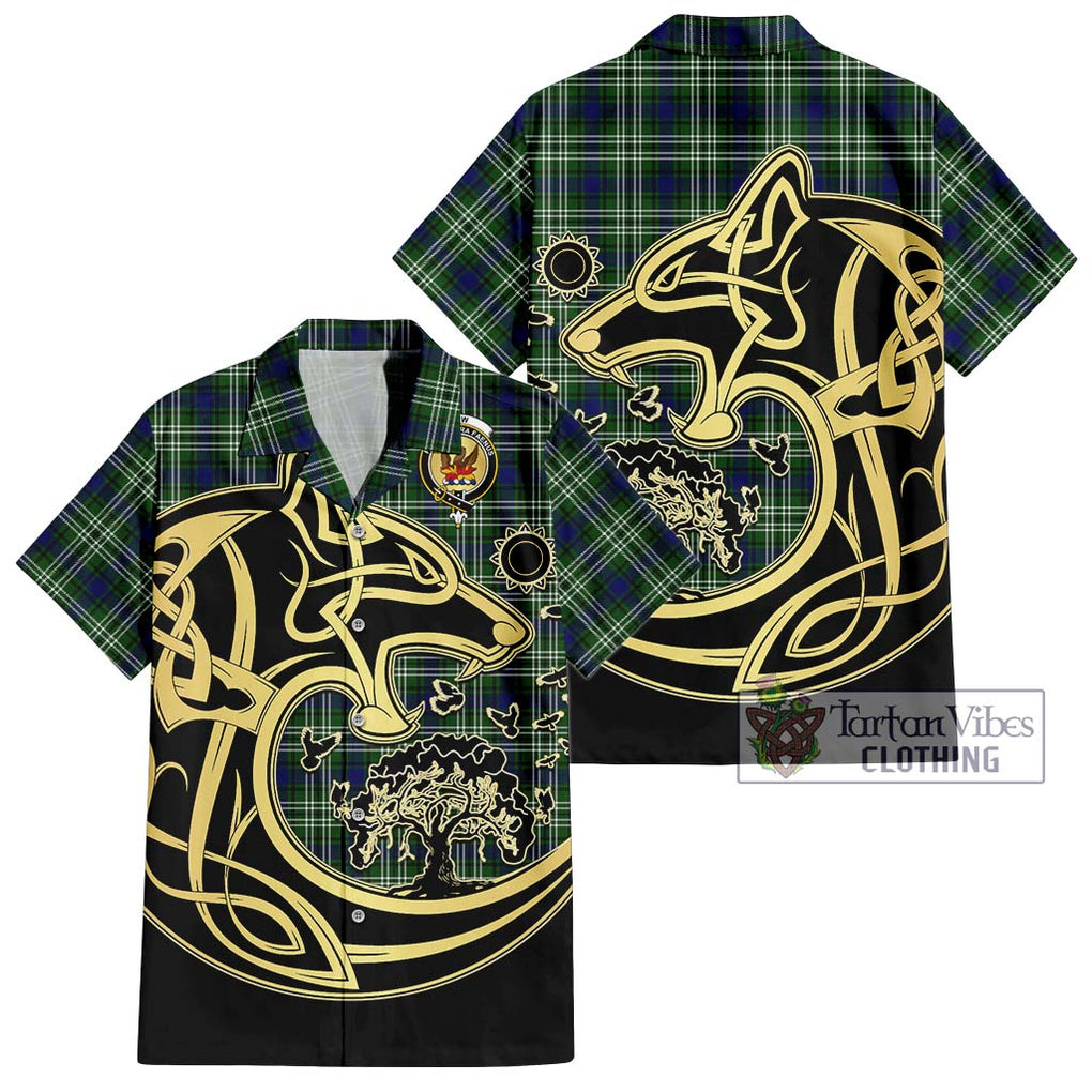 Mow Tartan Hawaiian Shirt with Family Crest Celtic Wolf Style Kid - Tartan Vibes Clothing