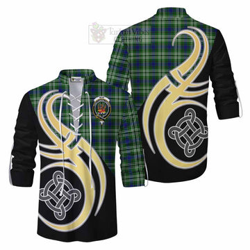 Mow Tartan Ghillie Kilt Shirt with Family Crest and Celtic Symbol Style Men - Tartan Vibes Clothing