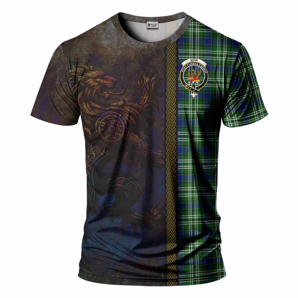 Tartan Vibes Clothing Mow Tartan Family Crest T-Shirt Alba Gu Brath Be Brave Lion Ancient Style