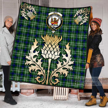 Tartan Vibes Clothing Mow Tartan Quilt with Family Crest and Golden Thistle Style