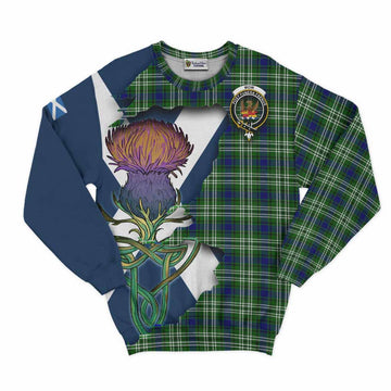 Tartan Vibes Clothing Mow Tartan Family Crest Sweatshirt Scottish Thistle Celtic Inspired