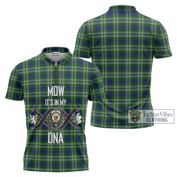 Mow Tartan Zipper Polo Shirt with Family Crest DNA In Me Style Unisex - Tartan Vibes Clothing
