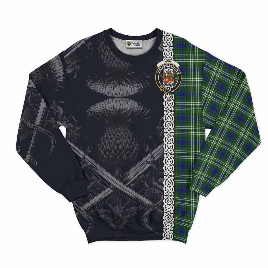 Mow Tartan Sweatshirt with Family Crest Cross Sword Thistle Celtic Vibes Unisex - Tartan Vibes Clothing