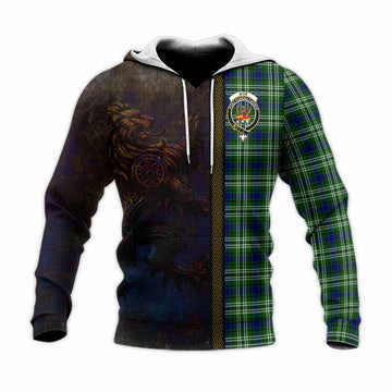 Mow Tartan Family Crest Knitted Hoodie Alba Gu Brath Be Brave Lion Ancient Style Unisex Knitted Pullover Hoodie - Tartan Vibes Clothing
