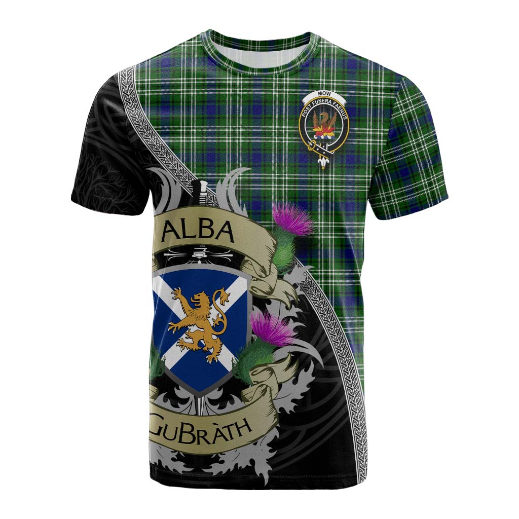 Tartan Vibes Clothing Mow Tartan Family Crest Cotton T-shirt Lion Rampant Royal Thistle Shield Celtic Inspired