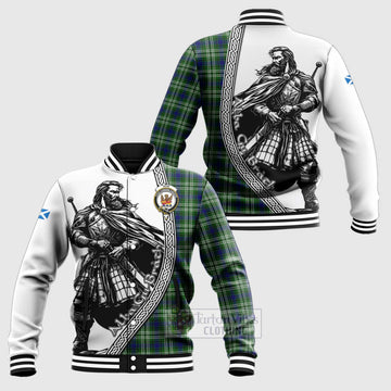 Mow Tartan Clan Crest Baseball Jacket with Highlander Warrior Celtic Style Unisex - Tartan Vibes Clothing