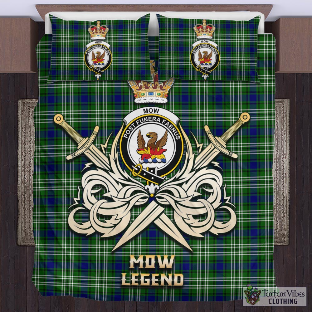 Tartan Vibes Clothing Mow Tartan Bedding Set with Clan Crest and the Golden Sword of Courageous Legacy