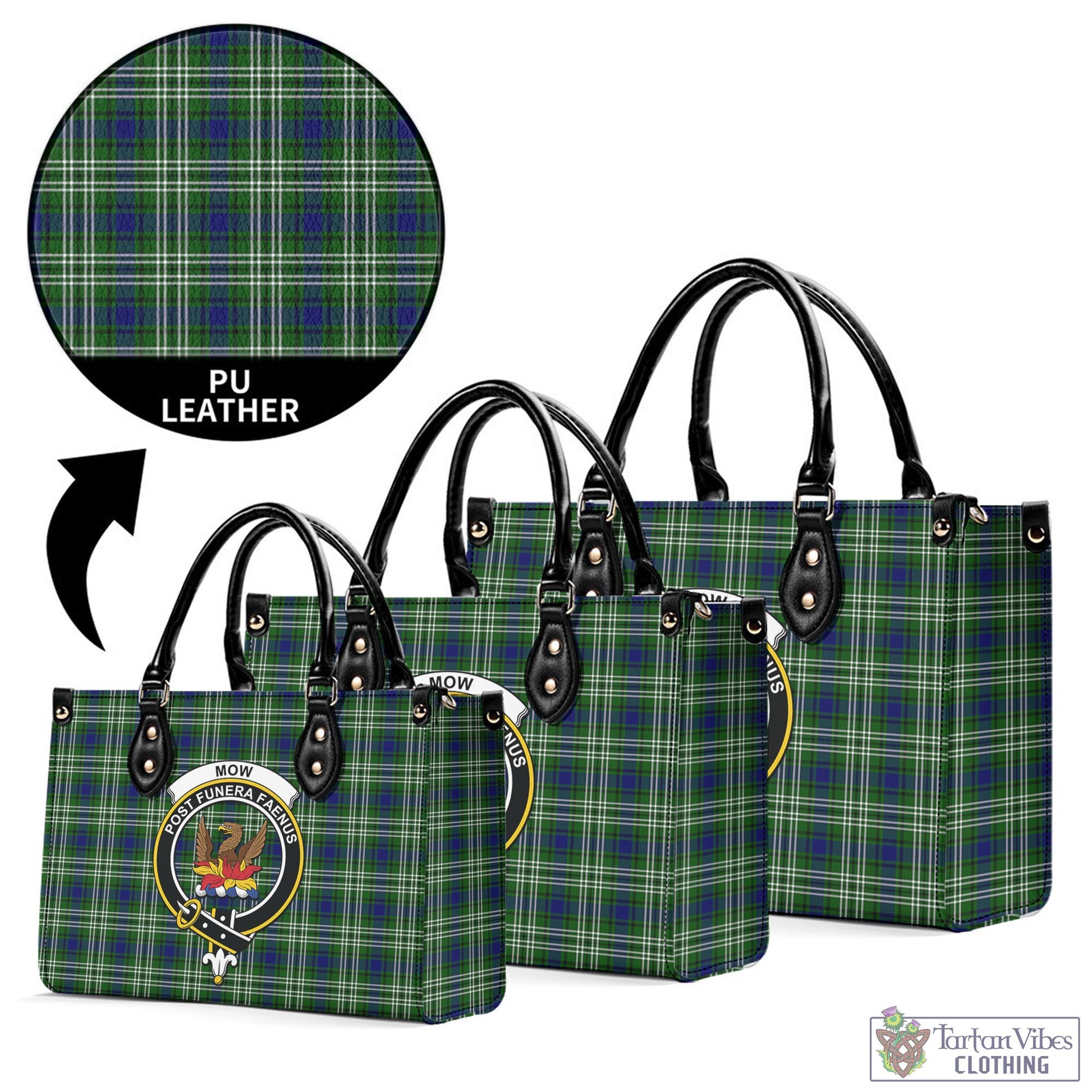 Tartan Vibes Clothing Mow Tartan Luxury Leather Handbags with Family Crest