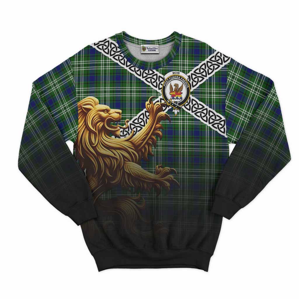 Mow Crest Tartan Sweatshirt with Golden Lion Emblem Celtic Style Unisex - Tartan Vibes Clothing
