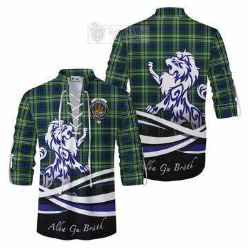 Mow Tartan Ghillie Kilt Shirt with Alba Gu Brath Regal Lion Emblem Men - Tartan Vibes Clothing