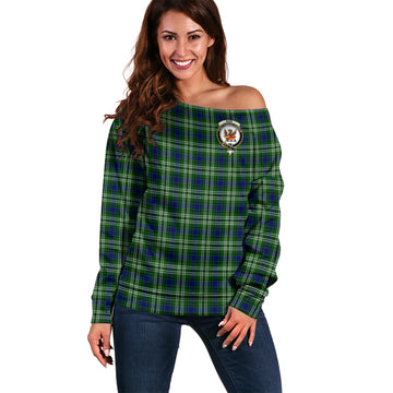 Mow Tartan Off Shoulder Women Sweater with Family Crest
