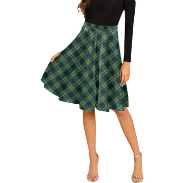 Mow Tartan Melete Pleated Midi Skirt Cross Style