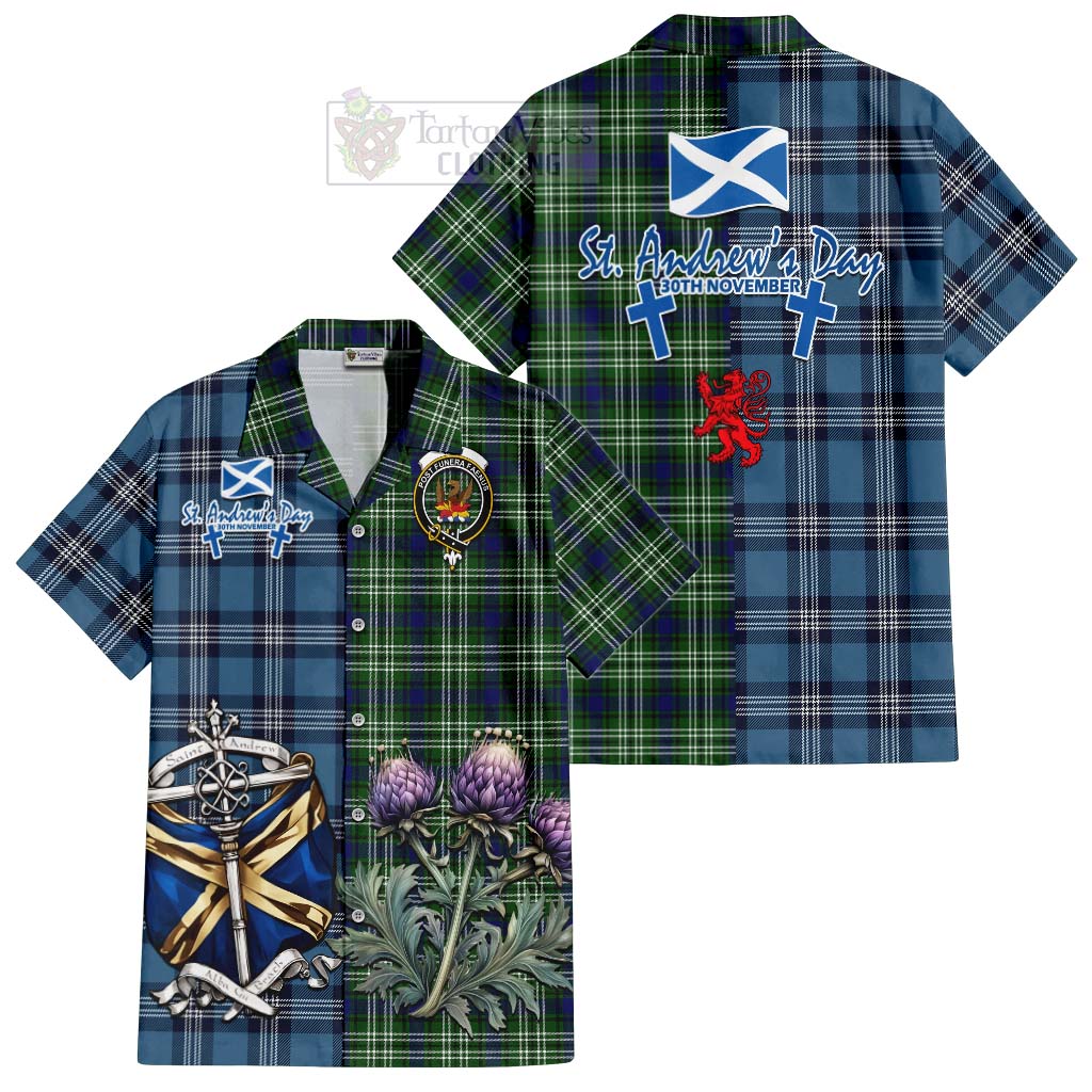 Mow Tartan Hawaiian Shirt Happy St. Andrew's Day Half Tartan Style Kid - Tartan Vibes Clothing