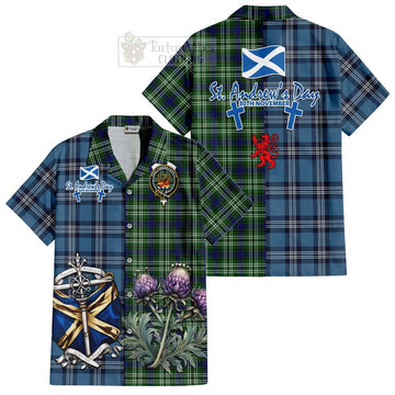 Mow Tartan Hawaiian Shirt Happy St. Andrew's Day Half Tartan Style Kid - Tartan Vibes Clothing