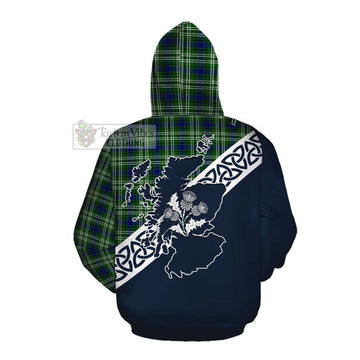 Mow Tartan Cotton Hoodie Featuring Thistle and Scotland Map Pullover Hoodie - Tartan Vibes Clothing