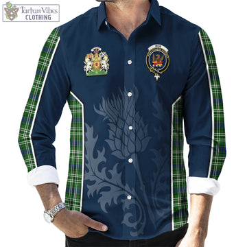 Mow Tartan Long Sleeve Button Up Shirt with Family Crest and Scottish Thistle Vibes Sport Style - Tartan Vibes Clothing