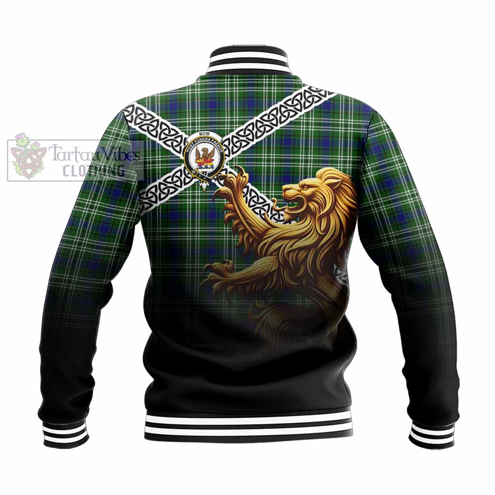 Mow Crest Tartan Baseball Jacket with Golden Lion Emblem Celtic Style - Tartan Vibes Clothing