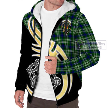 Mow Tartan Sherpa Hoodie with Family Crest and Celtic Symbol Style - Tartan Vibes Clothing