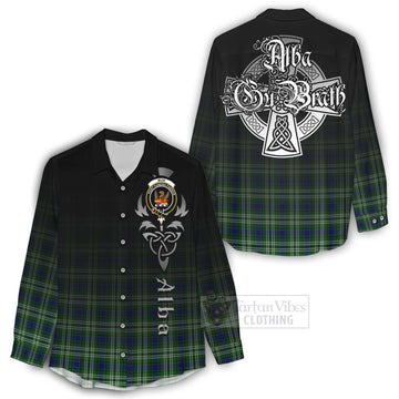 Mow Tartan Women's Casual Shirt Featuring Alba Gu Brath Family Crest Celtic Inspired - Tartan Vibes Clothing