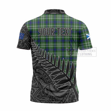Tartan Vibes Clothing Mow Crest Tartan Zipper Polo Shirt with New Zealand Silver Fern Half Style