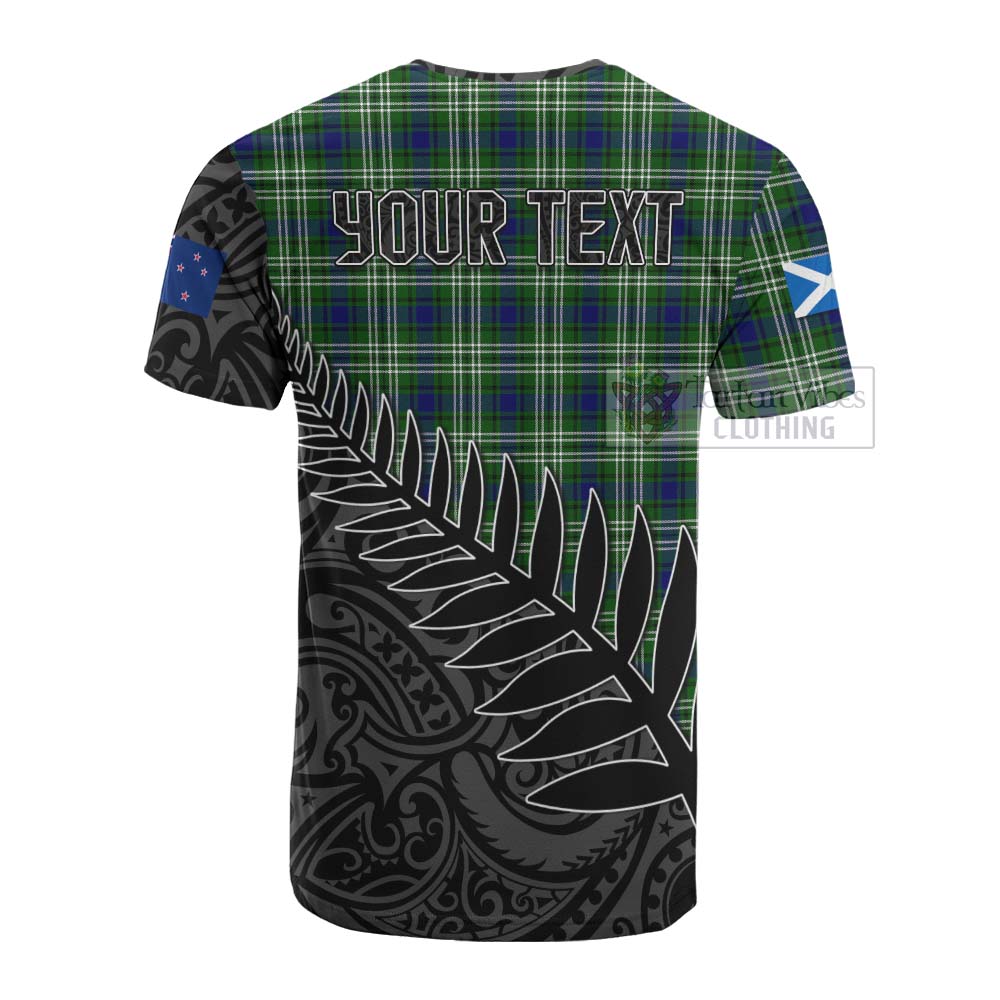 Tartan Vibes Clothing Mow Crest Tartan Cotton T-shirt with New Zealand Silver Fern Half Style