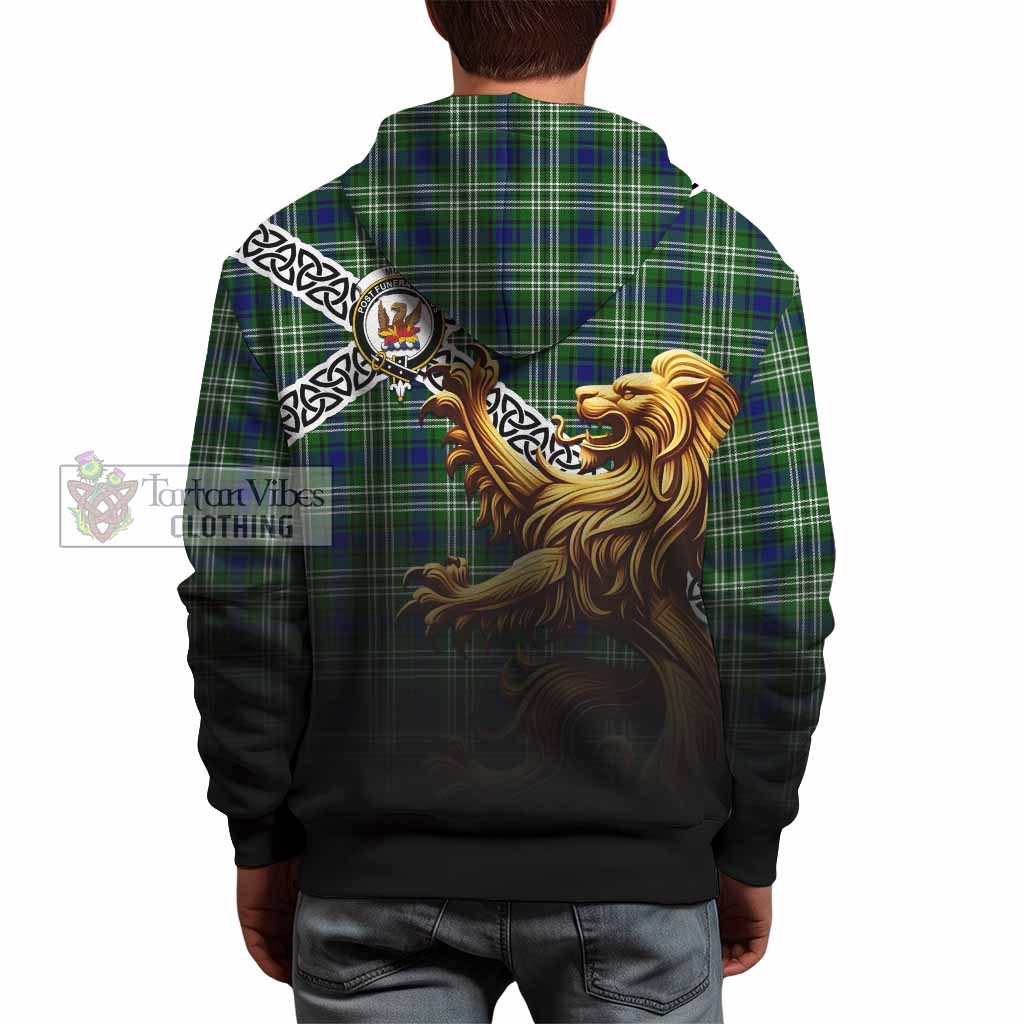 Mow Crest Tartan Hoodie with Golden Lion Emblem Celtic Style - Tartan Vibes Clothing