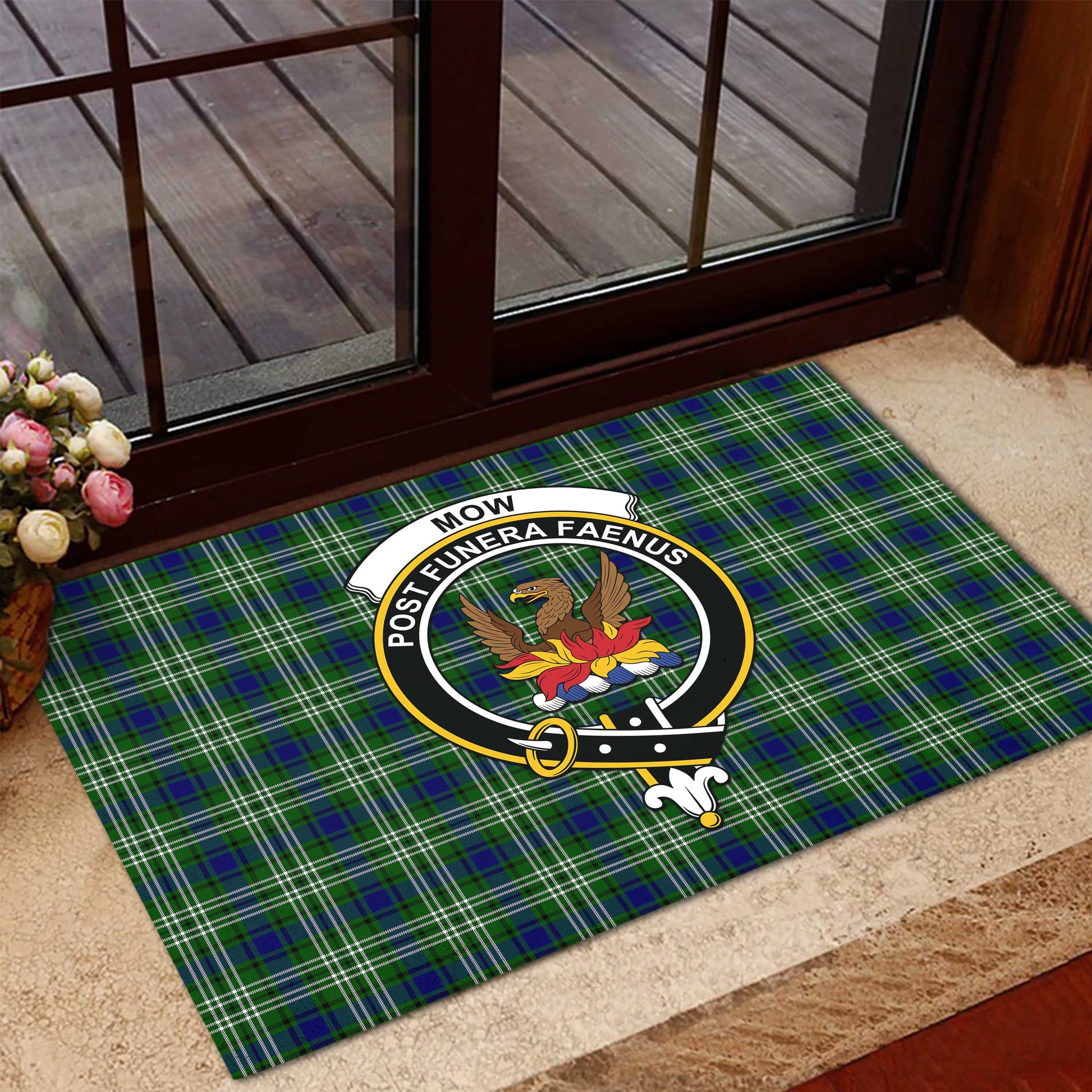 Mow Tartan Door Mat with Family Crest - Tartanvibesclothing