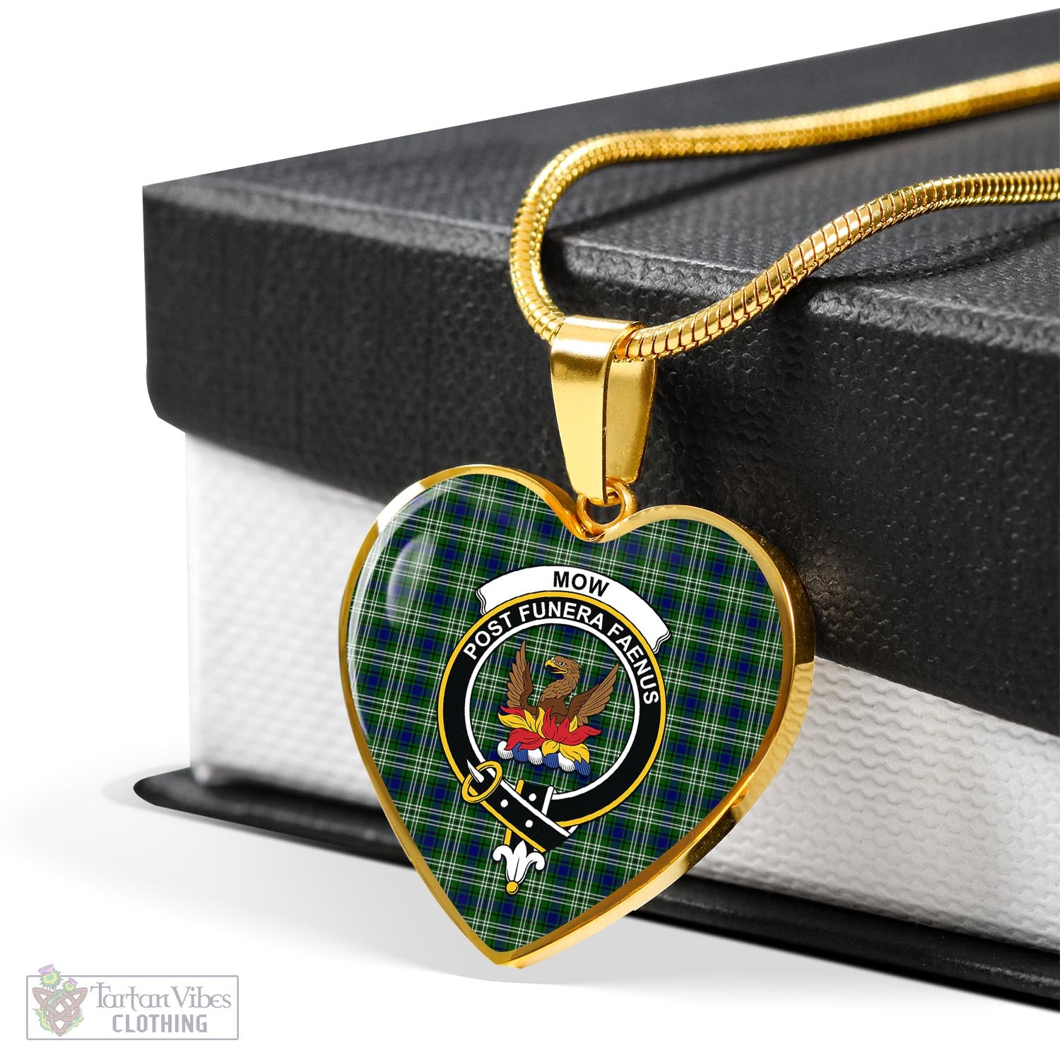 Mow Tartan Heart Necklace with Family Crest - Tartan Vibes Clothing