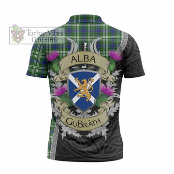 Mow Tartan Family Crest Zipper Polo Shirt Lion Rampant Royal Thistle Shield Celtic Inspired - Tartan Vibes Clothing