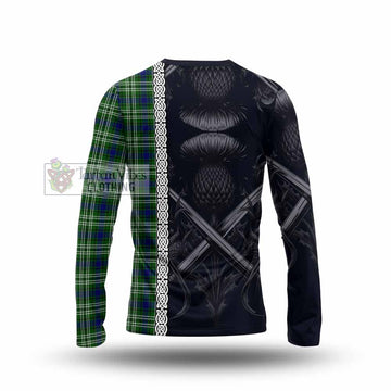 Mow Tartan Long Sleeve T-Shirt with Family Crest Cross Sword Thistle Celtic Vibes - Tartan Vibes Clothing