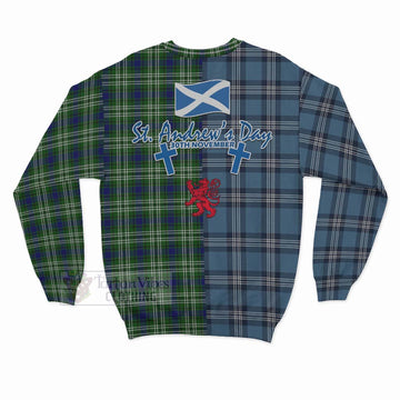 Mow Tartan Sweatshirt Happy St. Andrew's Day Half Tartan Style - Tartan Vibes Clothing